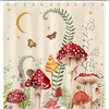 Retro Boho Mushroom Shower Curtain, Botanical Floral Design With Butterfly And Moon Stars, Durable And Washable 