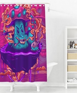 Retro Boho Shower Curtain with Magic Mushroom Design - Add a Hipster Vibe to Your Bathroom.