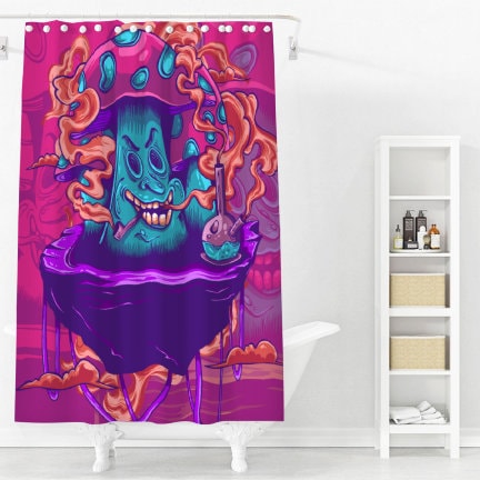 Retro Boho Shower Curtain with Magic Mushroom Design - Add a Hipster Vibe to Your Bathroom.