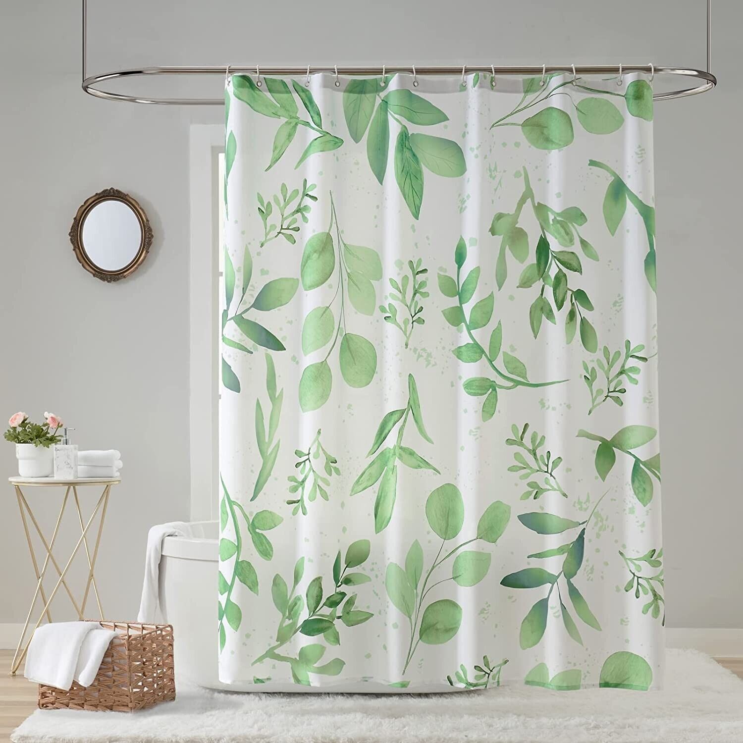Retro Botanical Shower Curtain For A Classic And Elegant Bathroom Design.