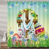 Retro Bunny Rabbit And Eggs Easter Shower Curtain For Bathroom Decor