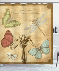 Retro Butterflies Art Dragonfly Shower Curtain For A Nostalgic Bath