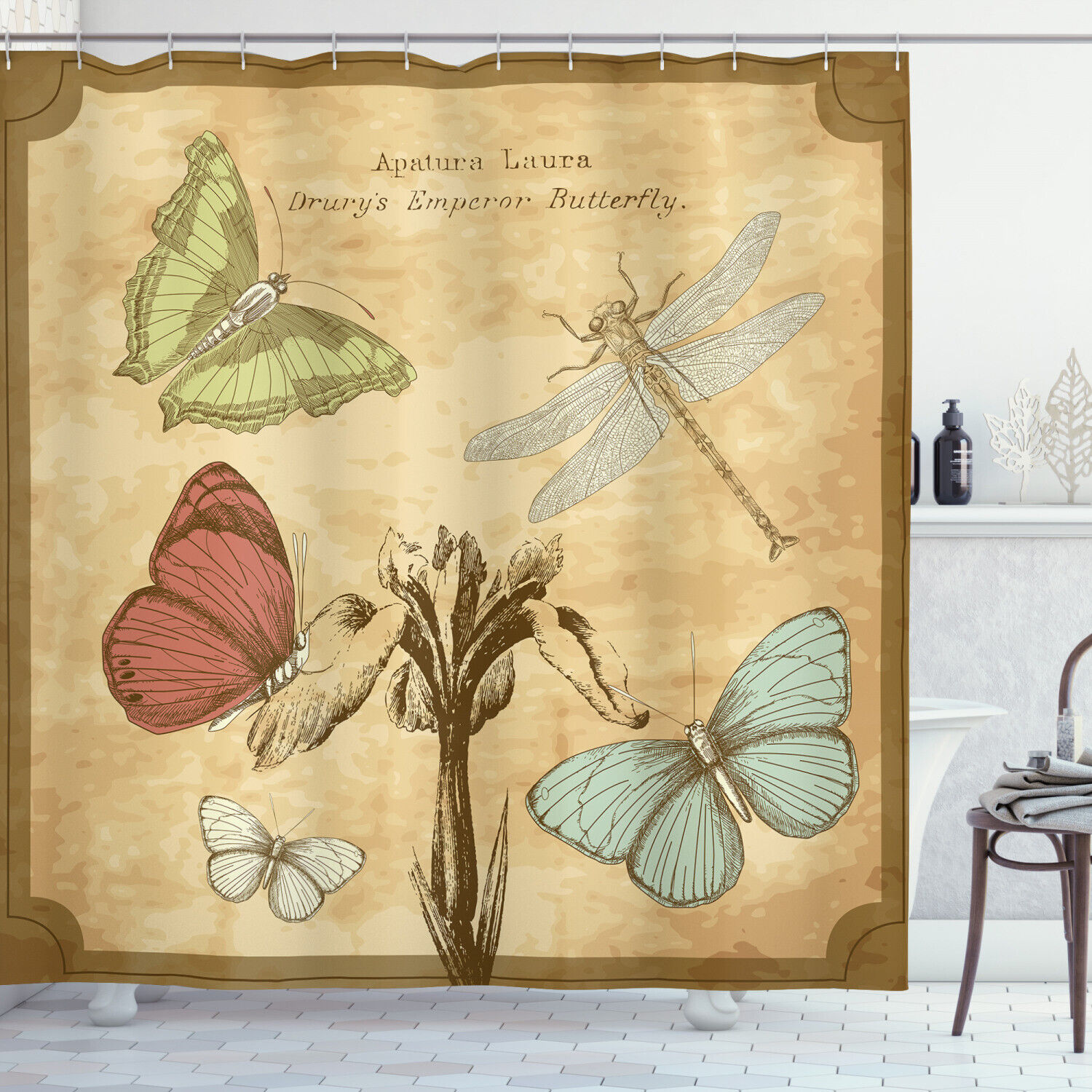 Retro Butterflies Art Dragonfly Shower Curtain For A Nostalgic Bath