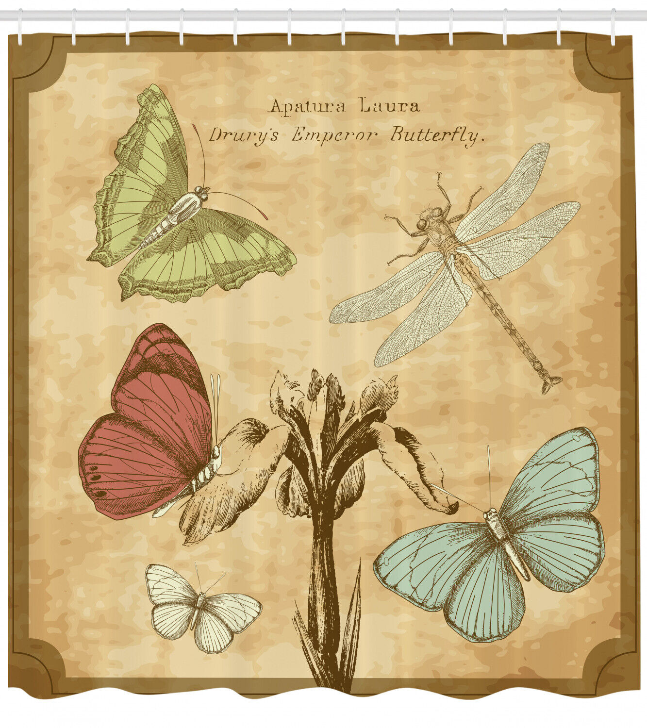 Retro Butterflies Art Dragonfly Shower Curtain For A Nostalgic Bath - Image 2