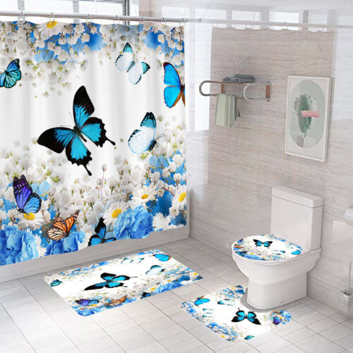 Retro Butterfly Shower Curtain - Vintage And Chic Bathroom Decor