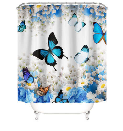 Retro Butterfly Shower Curtain - Vintage And Chic Bathroom Decor - Image 2