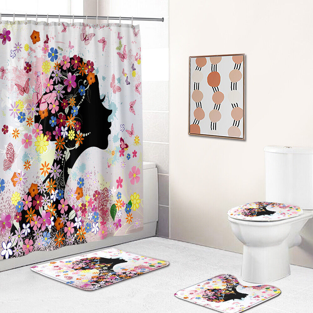 Retro Butterfly Woman Shower Curtain For Vintage And Elegant Bathrooms