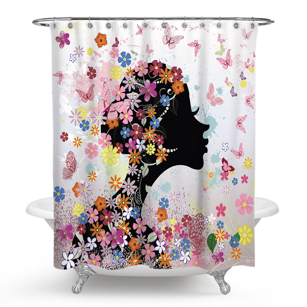 Retro Butterfly Woman Shower Curtain For Vintage And Elegant Bathrooms - Image 2