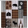 Retro Cabin Bear Shower Curtain Rustic Lodge Hunting Animal Bathroom Decor