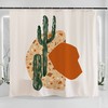 Retro Cactus Tree Art Illustration Shower Curtain For A Desert Feel 