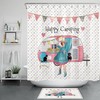 Retro Camper Rv Party Girl Cat Happy Camping Shower Curtain For A Fun Bathroom 