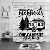 Retro Camper Truck Shower Curtain - Wood Board Black and White Bathroom Decor