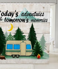 Retro Camper Van Bathroom Curtain For A Happy Camping Experience 