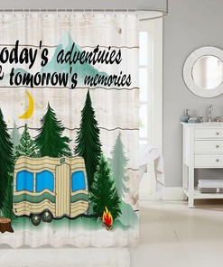 Retro Camper Van Bathroom Curtain For A Happy Camping Experience