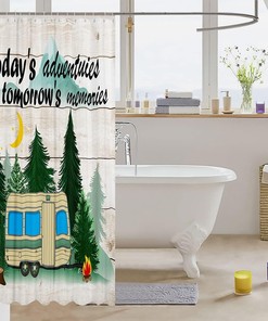 Retro Camper Van Bathroom Curtain For A Happy Camping Experience
