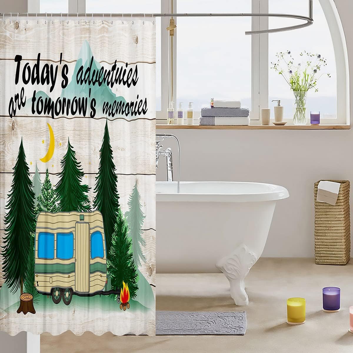 Retro Camper Van Bathroom Curtain For A Happy Camping Experience