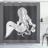 Retro Celtic Borders Mermaid Print Shower Curtain for Bathroom