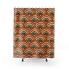 Retro Chic Boho Rainbow Shower Curtain With 70S Print For Unique Bathroom Decor