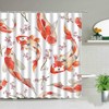 Retro Chinese Shower Curtain - Koi Fish and Flowers Bathroom Decor 