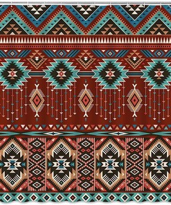 Retro Color Aztec Geometric Tribal Shower Curtain for Boho Bathroom