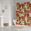 Retro Colorful Flowers Shower Curtain, Hippie Bath Curtain With Waterproof Curtain, Vintage Floral Design