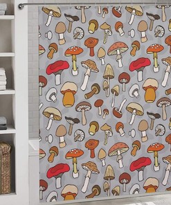 Retro Colorful Mushrooms Shower Curtain, Fashionable Bath Curtain