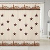 Retro Cowboy Shower Curtain - Brown Rustic Bathroom Decor with Stars, Leaves, and Cowboy Accents