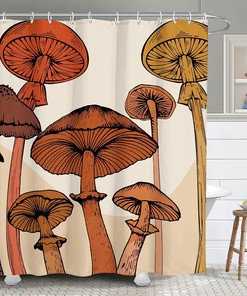 Retro Cute Mushroom Nature Plant Mid Century Shower Curtain