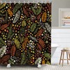 Retro Dark Shower Curtain with Unique Black Leaves, Botanical Bathroom Decor 