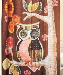 Retro Design Fabric Owl Shower Curtain for Bathroom Decor