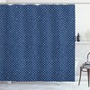 Retro Dots and Star Print on Indigo White Shower Curtain for Bathroom by Imirell 