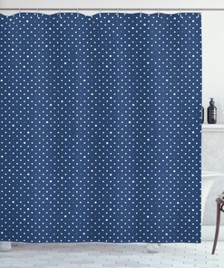 Retro Dots and Star Print on Indigo White Shower Curtain for Bathroom by Imirell 