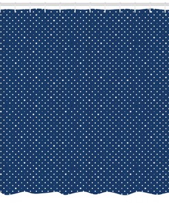 Retro Dots and Star Print on Indigo White Shower Curtain for Bathroom by Imirell