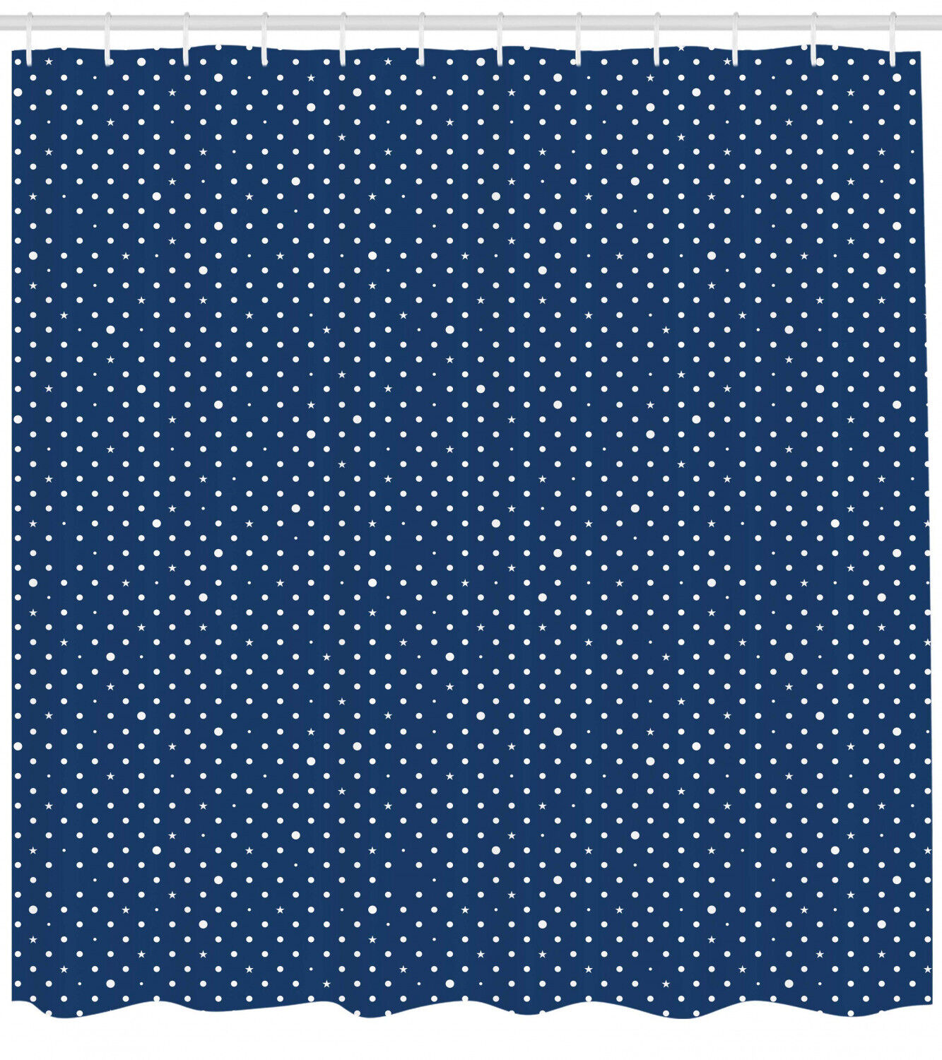 Retro Dots and Star Print on Indigo White Shower Curtain for Bathroom by Imirell