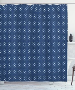 Retro Dots and Star Print on Indigo White Shower Curtain for Bathroom by Imirell