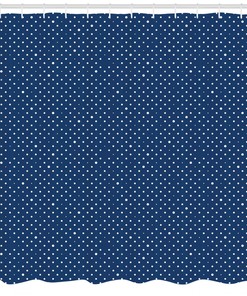 Retro Dots and Star Print on Indigo White Shower Curtain for Bathroom by Imirell