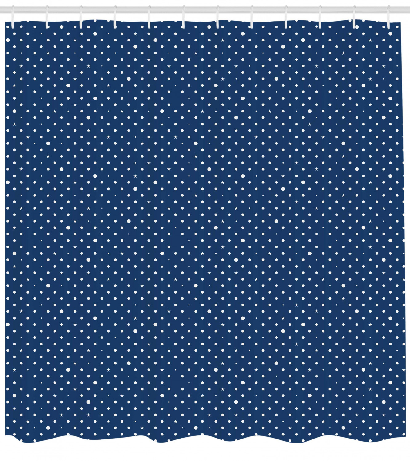 Retro Dots and Star Print on Indigo White Shower Curtain for Bathroom by Imirell