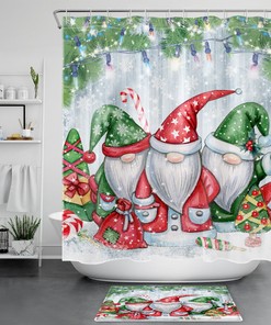 Retro Drawing Pattern Shower Curtain in Fabric for Bathroom Decors