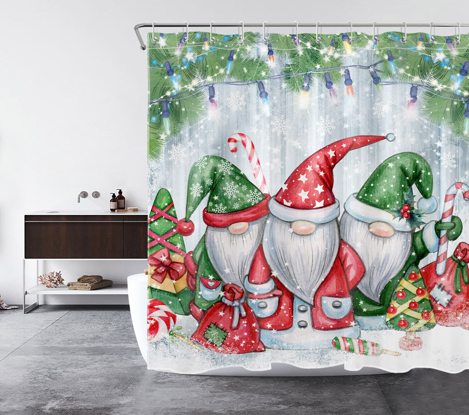 Retro Drawing Pattern Shower Curtain in Fabric for Bathroom Decors