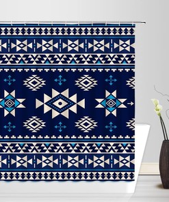 Retro Ethnic Inspired Aztec Shower Curtain for a Chic and Minimalist Bathroom