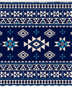 Retro Ethnic Inspired Aztec Shower Curtain for a Chic and Minimalist Bathroom