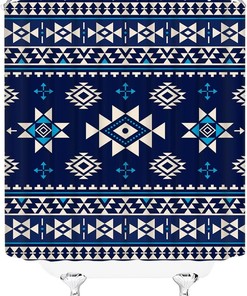 Retro Ethnic Inspired Aztec Shower Curtain for a Chic and Minimalist Bathroom