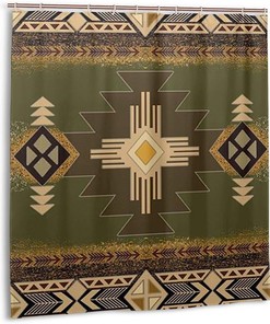 Retro Ethnic Native American Indian Pattern Shower Curtain for Bathroom