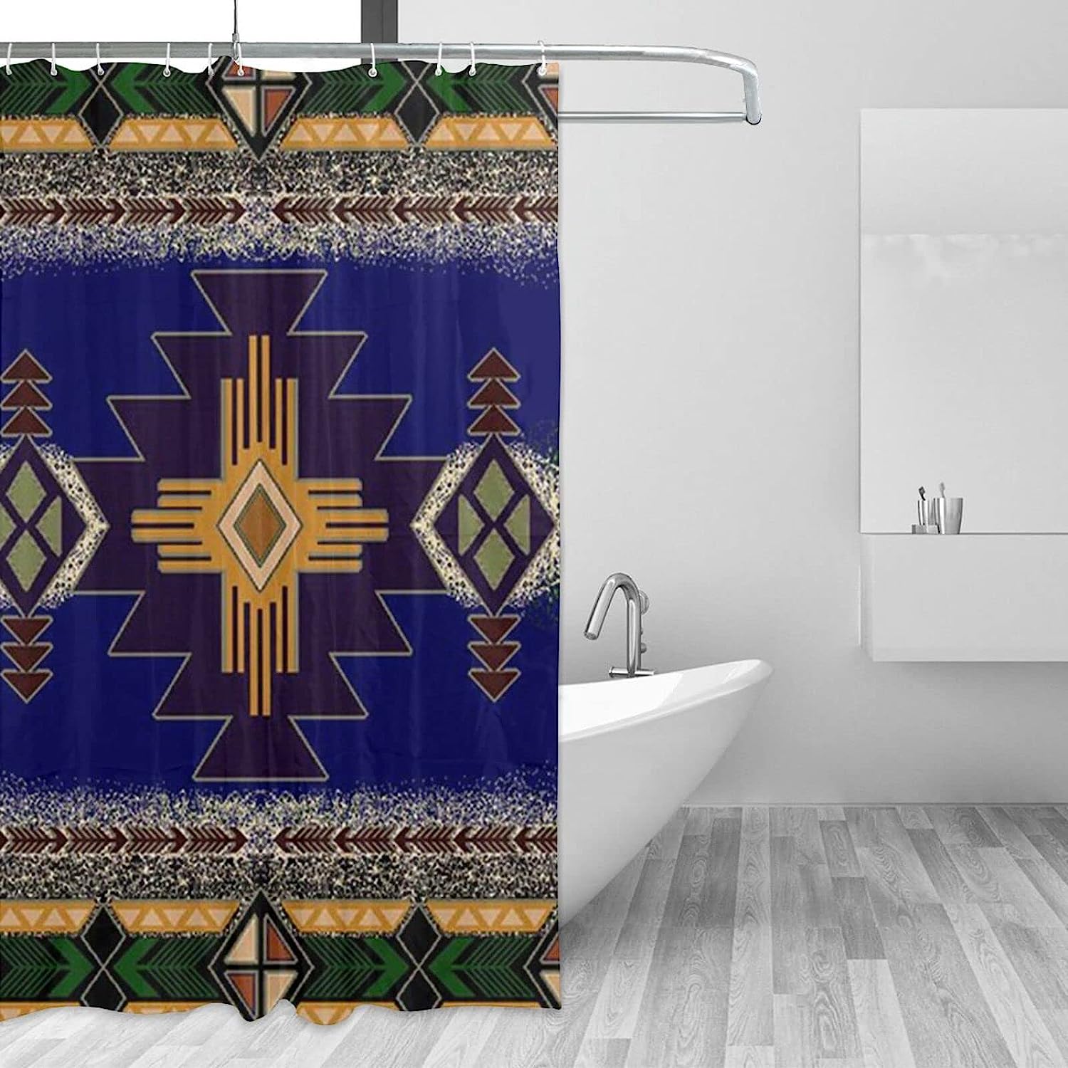 Retro European Flowers Waterproof Fabric Full Size Shower Curtain