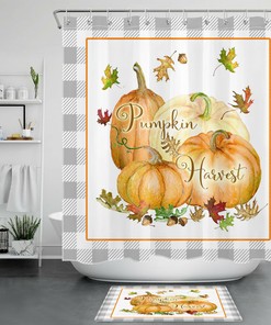 Retro Farmhouse Autumn Pumpkin Harvest Shower Curtain For Bathroom Accessories