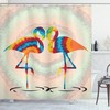 Retro Flamingo Illustration Shower Curtain | Funky Valentine Design for Bathroom