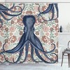 Retro Floral Octopus Shower Curtain for the Animal Lover.