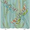 Retro Floral Sketch Dragonfly Shower Curtain for Vintage Bathroom