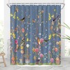 Retro Flower Bird Shower Curtain, Colorful Oriental Chinese Garden Bathroom Decor