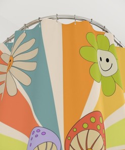 Retro Flowers Groovy Retro Flowers Custom Printed Shower Curtain